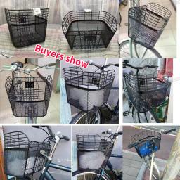 Grande cesta dobrável para bicicleta, Cesta frontal universal, malha preta, acessórios de bicicleta - Image 5