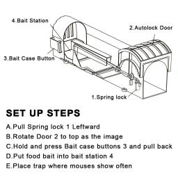 Armadilha de roedores domésticos reutilizáveis, Ratoeira de travamento automático inteligente de plástico seguro, Ratoeira firme, humana para jardim interno e externo - Image 5