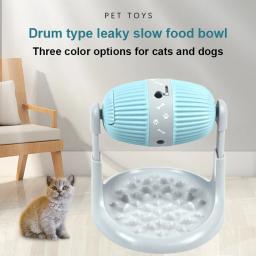 Alimentador para animais de estimação divertido brinquedo para cães tambor bola de vazamento gato tigela de comida lenta dieta saudável altura ajustável durável multifuncional suprimentos para animais de estimação - Image 1