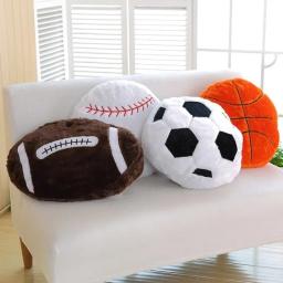 Almofada macia travesseiros esportivos de pelúcia para sala de estar, futebol e basquete em forma de assento, almofada traseira para decoração, Ins - Image 1