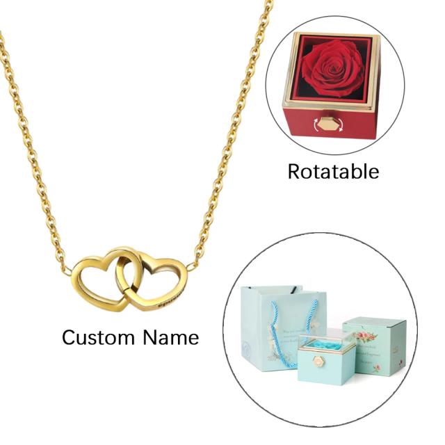 Caixa de Presente Personalizada para Dia dos Namorados: Coração com Flor e Colar Exclusivo