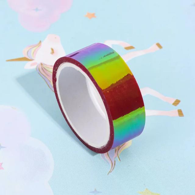 Fita Adesiva Holográfica Arco-íris com Glitter para Scrapbooking e Decoração de Papelaria