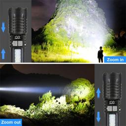 Lanterna LED Recarregável, Alta Potência, Zoom Telescópico, Bateria Embutida, Ao Ar Livre, Emergência, Acampamento, Pesca, Tocha - Image 3