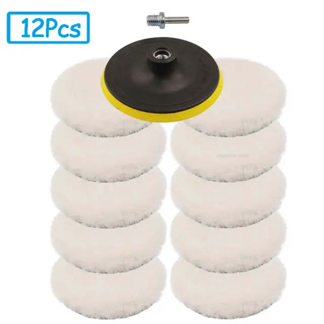 Conjunto de Almofadas Polidoras de Lã M14 para Reparo de Pintura e Vidro, Ideal para Aço Inoxidável - Disponível em 2 a 12 Peças e Tamanhos de 3" a 7"