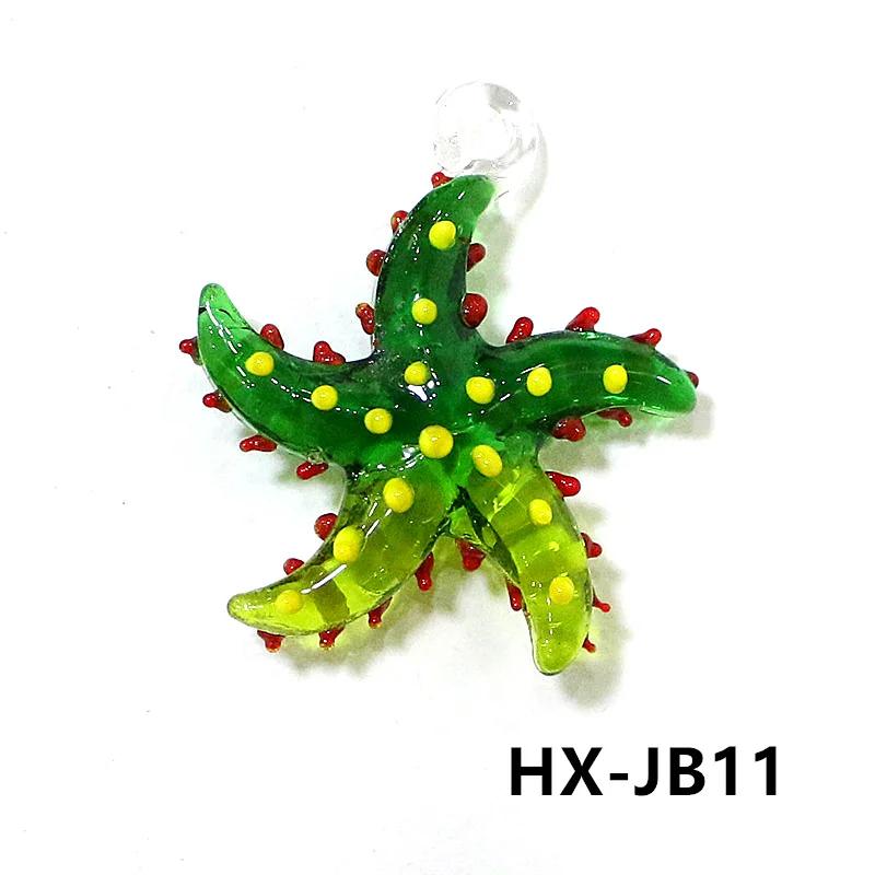 Ornamentos de pingente de vidro de charme de estrela do mar bonitos personalizados Ornamentos coloridos de estrela do mar de vidro para acessórios de fabricação de colar de jóias diy ou decoração de aquário - Image 1