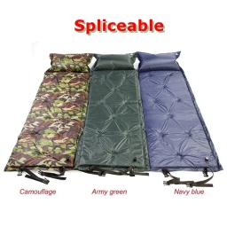 Auto-inflar ultra leve esteira de acampamento colchão de ar automático cama de acampamento esteira de piquenique dobrável almofada de dormir inflável com travesseiro - Image 6