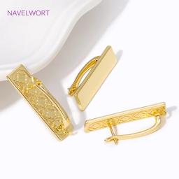 18K banhado a ouro retângulo brinco fecho ganchos, prendedores de metal, brinco DIY fazendo acessórios, prendedores na moda, Leverback - Image 1
