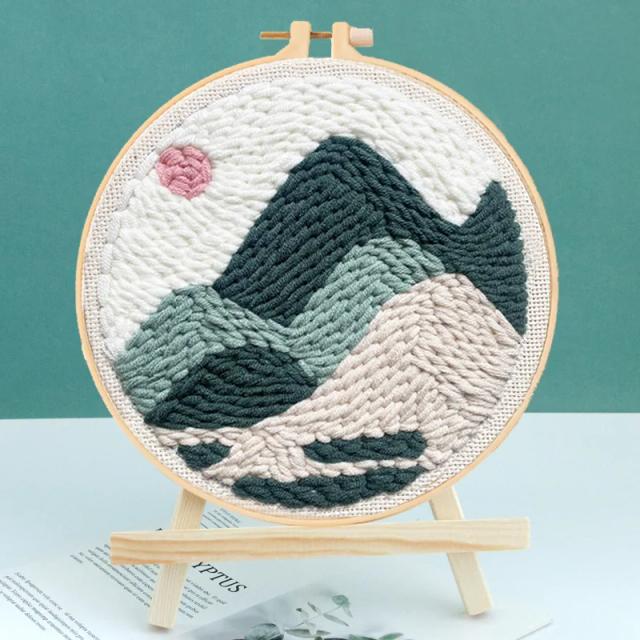 Kits de Artesanato Punch Needle para Bordados: Paisagens em Lã Colorida para Adultos e Crianças
