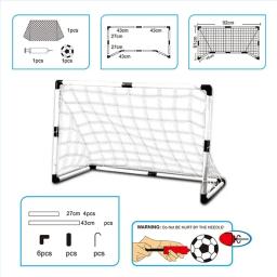 Mini dobrável crianças interior/exterior durável treinamento de futebol esporte jogar jogos kit portátil bola de futebol net gol conjunto crianças presente - Image 4