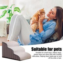 Rampa durável para cães e animais de estimação, escada de 2 3 4 degraus, rampa para cães e gatos, pequeno, sofá, passos antiderrapantes, suprimentos removíveis para animais de estimação - Image 4