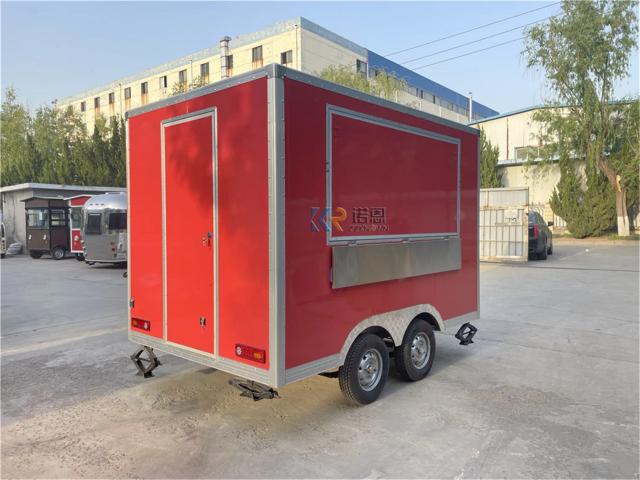 Reboque de Alimentos Vermelho Personalizável para Hot Dog e Sorvete - Caminhão de Fast Food de 3m