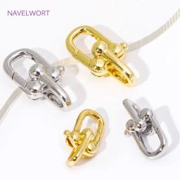 18K banhado a ouro Primavera Fechos, Latão U Forma Fecho Lagosta, Conector para Jóias Fazendo Suprimentos, DIY Pulseira e Colar Descobertas - Image 2