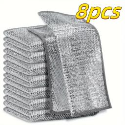 Super Durable Microfiber Milagre Panos De Limpeza, Arame Conjunto De Malha, Luta De Mancha, Scratch Cozinha Livre, Genius Sem Esforço, Wet & D, 8 Pcs - Image 1