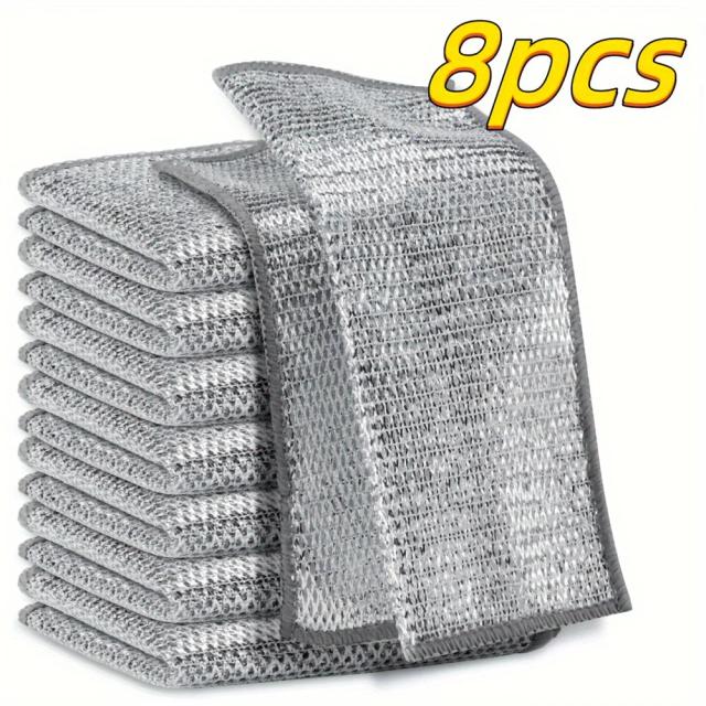 Panquecas de Microfibra Super Duráveis para Limpeza Eficiente, Conjunto de Malha Antimancha e Antiarranhão, Kit Genius de 8 Peças para Cozinha e Lavagem Sem Esforço