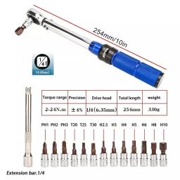 Bicicleta Preset Torque Wrench Kit, Ferramentas de reparação de bicicletas, instrumento preciso, chaves hexagonais, 2Nm a 24Nm - Image 3