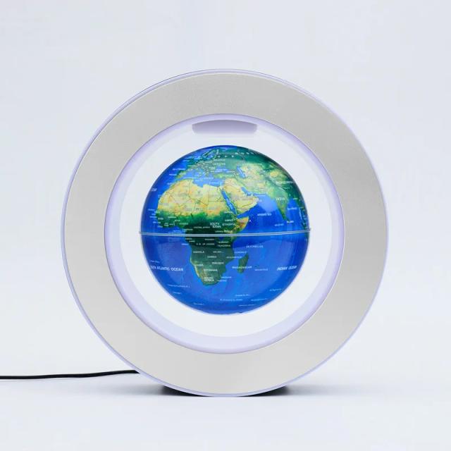 Lâmpada Flutuante de Levitação Magnética com LED - Globo Decorativo em ABS com Acabamento Prateado para sua Casa