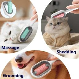 Escova Removedor de Pêlos Dupla Face para Animais de Estimação, Pente para Massagem, Acessório Doméstico, Self-Cleaning, Cães e Gatos - Image 4