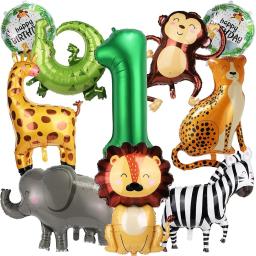 10 balões de animais selvagens da selva, tema bonito da selva, suprimentos para festa de zoológico, macaco, elefante, zebra, estampa de leopardo, crocodilo, formato de girafa, adequado para festa de aniversário - Image 1