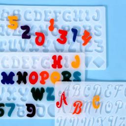 Molde de silicone de resina epóxi do alfabeto inglês A-Z letra 0-9 número chaveiro brinco pingente diy artesanato ferramenta de fundição molde de resina - Image 3