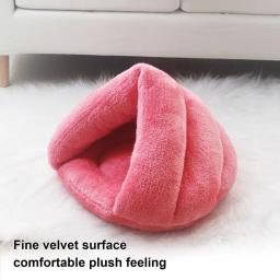 Fluffy Triangular Cat Tent Cave, Pet Shop, semi-aberto, criativo, fundo antiderrapante, com capuz, viagem, inverno - Image 3