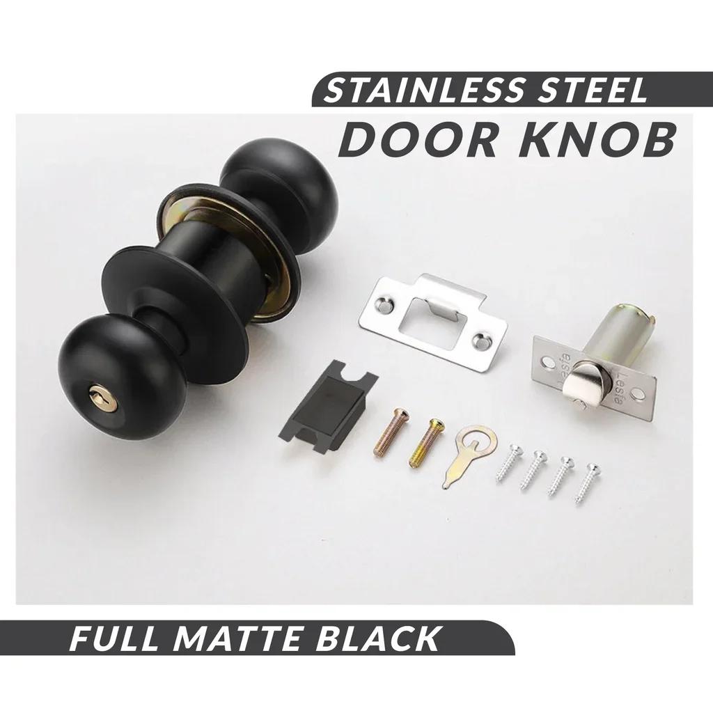 Universal Matte Black Door Lock Set, fechadura de críquete em forma de bola, quarto e banheiro, aluguel de casa e hotel, 35-50mm - Image 1