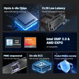 KingBank CL28 Memória DDR5 32GB RAM 16GBX2 6000MHZ Rams Memória DDR5 Kit UDIMM Dual Channel Computador Desktop PC Hynix A die - Image 3