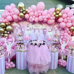 Balões temáticos ballet para festa de aniversário, decorações rosa e ouro, princesa, para menina, 123pcs - Image 1