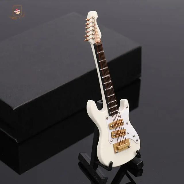 Mini guitarra elétrica em miniatura de madeira - perfeito para decoração e presente para amantes de música