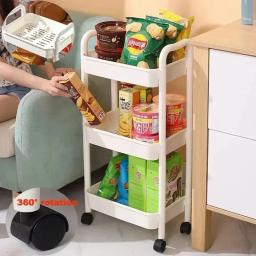 Casa multi-camada pequeno carrinho de armazenamento rack de chão ao chão cozinha quarto banheiro rack de armazenamento com rodas - Image 2