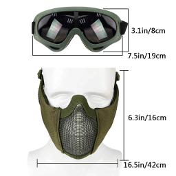 Half Face Mesh Mask com proteção auricular para homens e mulheres, óculos táticos, airsoft, jogos de CS, cosplay, paintball, tiro, mulheres, BBS - Image 5