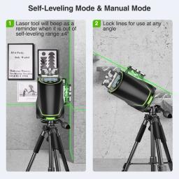 Huepar 3d display lcd cross line laser nível 12 linhas feixe verde bluetooth & funções de controle remoto s03cg com estojo rígido - Image 3