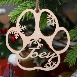 Personalizado-feito nome ornamento de natal personalizado corte a laser enfeites nome de madeira floco de neve natal pendurado presente tag árvore de natal - Image 3