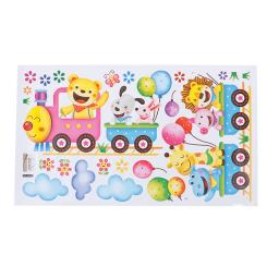 Animais bonitos e bonitos adesivos de parede, trem DIY para crianças, quarto do bebê, berçário, decoração de casa, arte mural, 1pc - Image 2