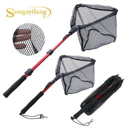 Sougayilang ferramenta de pesca rede de pesca trackle 75/95/115cm portátil retrátil dobrável rede de pesca para baixo carpa truta pesca - Image 1
