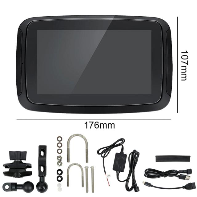 Navegador GPS para Motocicleta com Carplay sem Fio, Tela Touch de 5" e Impermeabilidade IPX7, Compatível com Android Auto