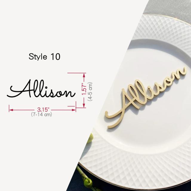 Cartões de lugar personalizados para casamento com 10 peças em acrílico e madeira, decoração elegante para mesas de festa e etiquetas de nomes cortadas a laser