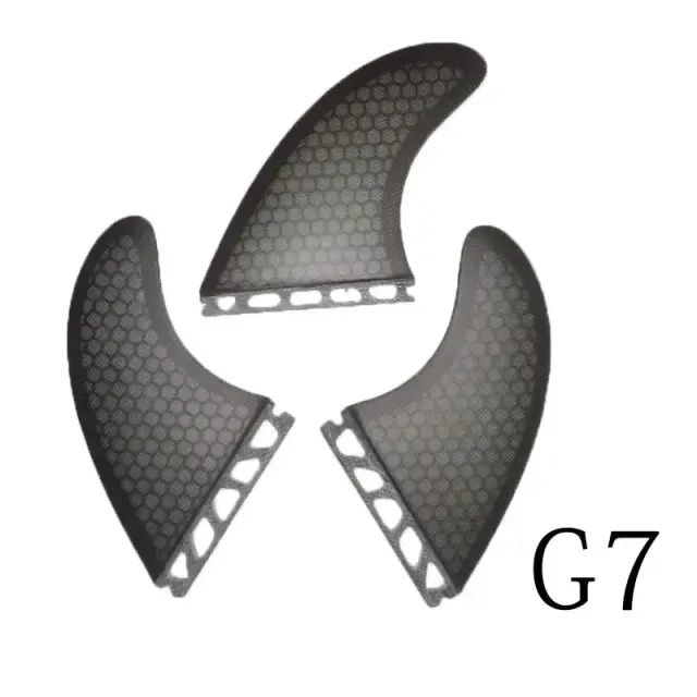 Aletas de Prancha BiLong-Plug em Fibra de Vidro Honeycomb com Carbono - Kit Thruster 3 Fin Tamanho G7 para Surf