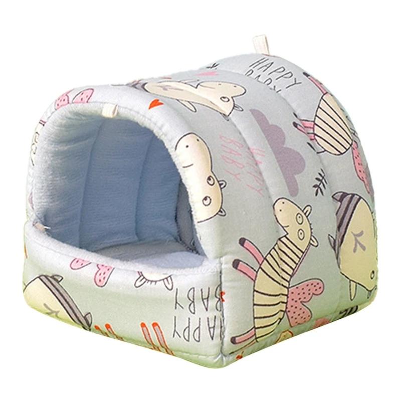 Cama macia para animais estimação, estampa fofa, casa escondida, gaiola inverno, furões, cama dormir, acessório - Image 1