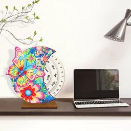 DIAPAI-Pintura Diamante Calendário Ornamentos, Calendário Rotativo De Madeira, Kit De Decoração De Mesa, 5D Bordado DIY, Decoração De Flor De Borboleta - Image 4