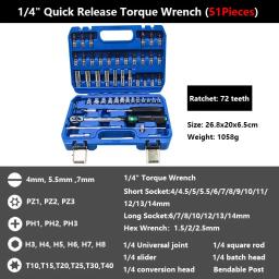 1/4 '' Drive 2-24N.m Conjunto de chave de torque de escala dupla precisa MTB Bike Socket Wrench Kit de caixa de ferramentas de reparo de catraca de bicicleta e motocicleta - Image 6