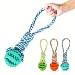 Bola de borracha para cães pequenos e médios, brinquedo mastigador, resistente a mordidas, interativo, pet, limpeza dos dentes - Image 1