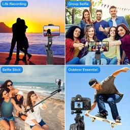 Tripé de câmera portátil com controle remoto sem fio, gravação e transmissão ao vivo, rotação 360 ° - Image 6