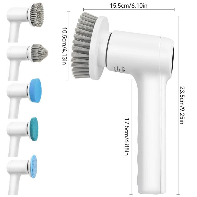 Escova Elétrica de Limpeza 5 em 1 com Purificador Rotativo e USB Recarregável