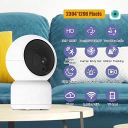 Camdepot-Câmera IP Onvif para NVR, Rastreamento AI, Detecção Humanoide, Áudio Bidirecional, Monitor PTZ Baby, Área de Alarme, 2.4GHz, ICSEE, 3MP - Image 2
