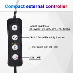 Full Spectrum LED iluminação do aquário, suportes extensíveis, Fish Tank Light, controlador externo, 20-45cm, 110V-240V - Image 4