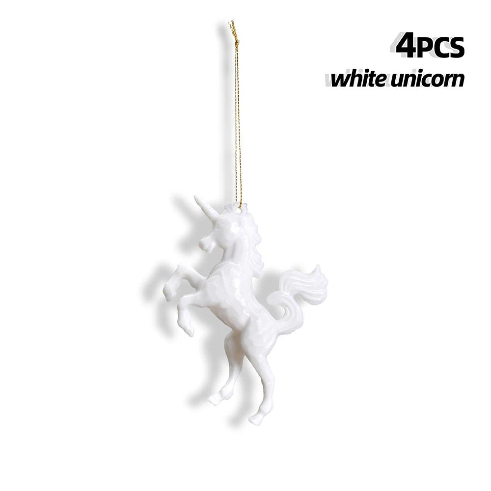 Pingente Unicórnio para Decorações De Natal, Casa, Festa De Casamento, Ornamento Da Árvore Criativa, Boneca Dos Desenhos Animados Artificiais, Xmas Navidad, 4Pcs - Image 1