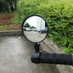 Rodada bicicleta auxiliar espelhos, 360 graus ajustável, grande ângulo espelho retrovisor, bicicleta guiador montagem, espelho convexo, S, L - Image 4