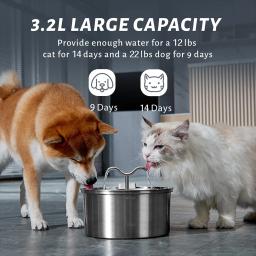 Aço inoxidável Pet Water Dispenser, Ultra-Quiet Automatic Dog Watering Bowl, grande capacidade, Cat Supplies, 3,8 L, 108oz - Image 4