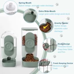 Alimentador automático com tigela suspensa Garrafa de água Recipiente de alimento Dispensador para cachorro, gatos, coelho, pássaros, produto de alimentação animal de estimação 27oz - Image 5