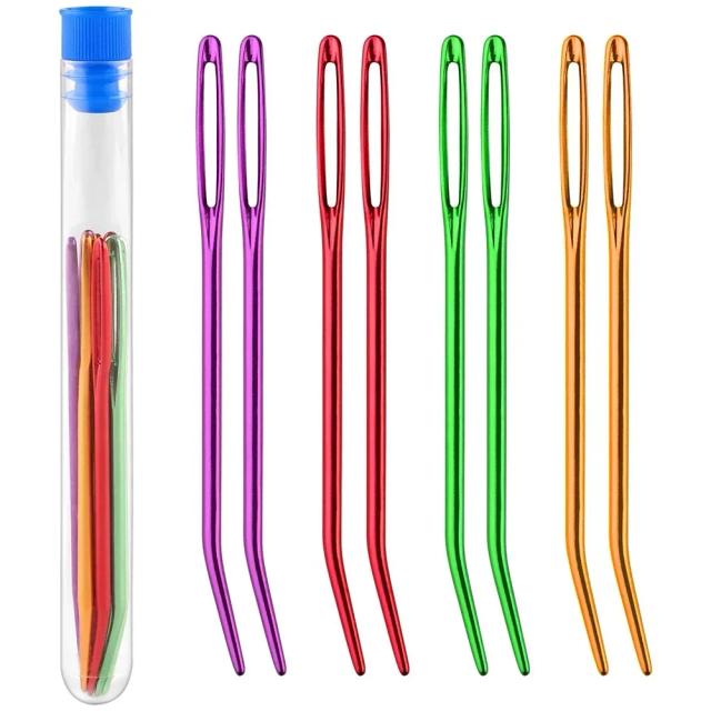 Kit de 8 Agulhas de Tapeçaria com Ponta Dobrada para Tricô e Crochê - Acessórios Essenciais para Costura DIY